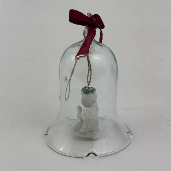 Vintage Glass Cherub Bell Christmas Ornament 