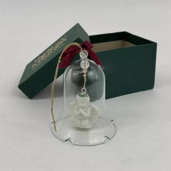 Vintage Glass Cherub Bell Christmas Ornament 
