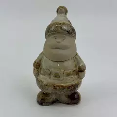 Ceramic Santa Figurine Glazed Tan And Brown Finish 4.5"