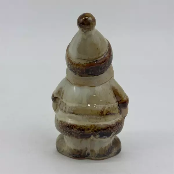 Ceramic Santa Figurine Glazed Tan And Brown Finish 4.5"