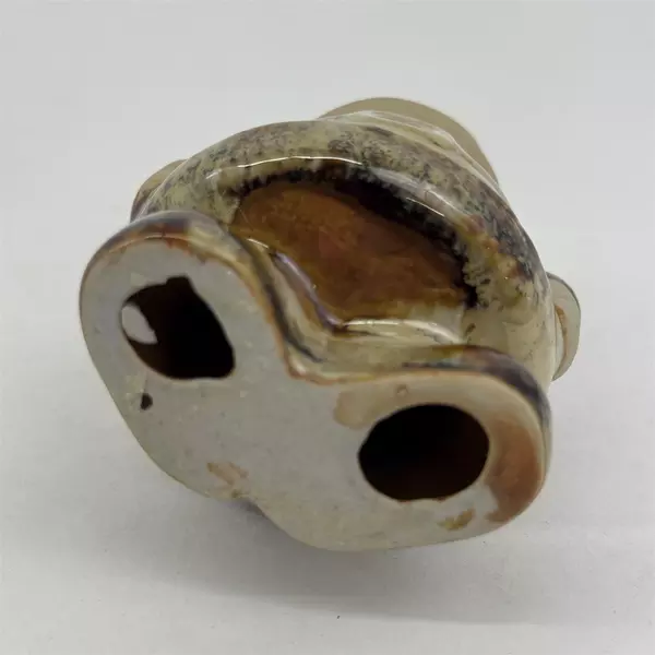 Ceramic Santa Figurine Glazed Tan And Brown Finish 4.5"