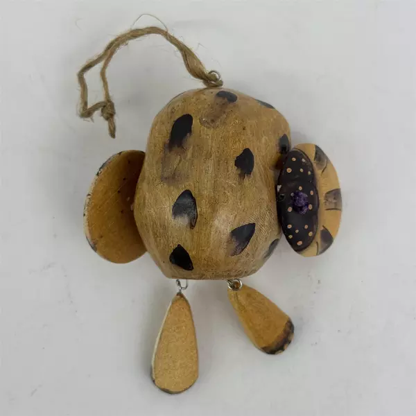 Hand Carved And Painted Wooden Owl Christmas Ornament w/ Moveable Wings And Feet