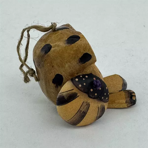 Hand Carved And Painted Wooden Owl Christmas Ornament w/ Moveable Wings And Feet