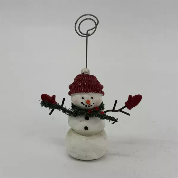 3 Inch Resin Christmas Snowman Note, Card, Or Photo Holder Figurine