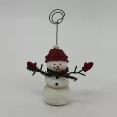 3 Inch Resin Christmas Snowman Note, Card, Or Photo Holder Figurine