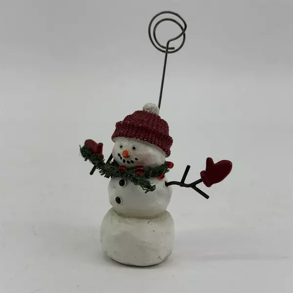 3 Inch Resin Christmas Snowman Note, Card, Or Photo Holder Figurine