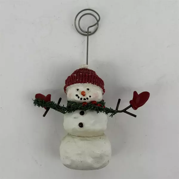 3 Inch Resin Christmas Snowman Note, Card, Or Photo Holder Figurine