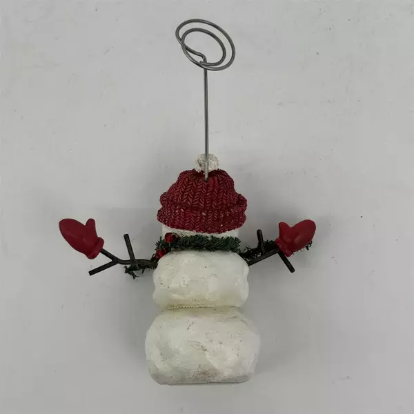 3 Inch Resin Christmas Snowman Note, Card, Or Photo Holder Figurine