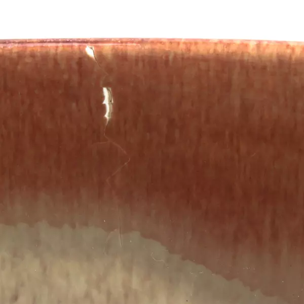 Lot of 2 Trapezoidal Ceramic Bowls with Lid Red Ombre Glaze Serveware 7.5"