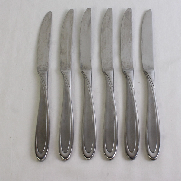 Oneida Silver Velour Pattern 6-Piece Set Dinner Knives Stainless 9.5 Inches