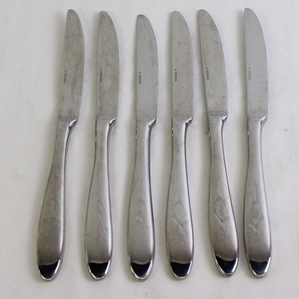 Oneida Silver Velour Pattern 6-Piece Set Dinner Knives Stainless 9.5 Inches