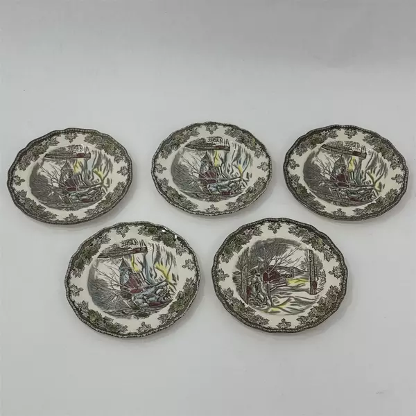 Lot of 5 Johnson Bros Friendly Village SUGAR MAPLES Bread Dessert Plates 6 1/4"