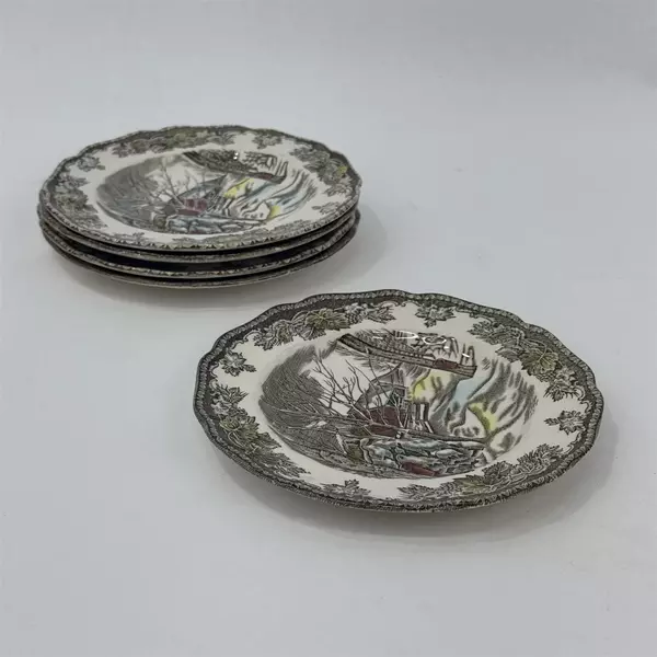 Lot of 5 Johnson Bros Friendly Village SUGAR MAPLES Bread Dessert Plates 6 1/4"