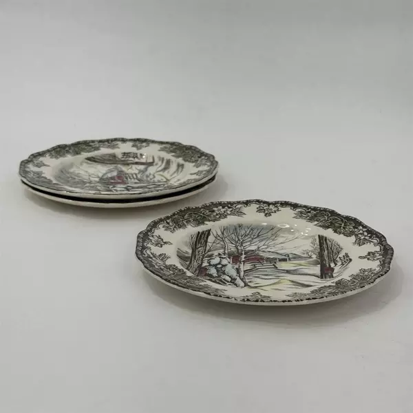 3 Johnson Bros Friendly Village Sugar Maples Bread Plates 6 1/4" White Edge