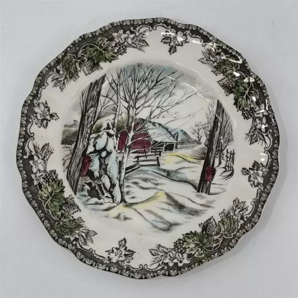 3 Johnson Bros Friendly Village Sugar Maples Bread Plates 6 1/4" White Edge