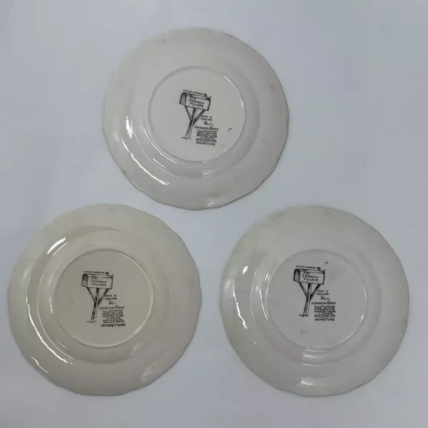 3 Johnson Bros Friendly Village Sugar Maples Bread Plates 6 1/4" White Edge