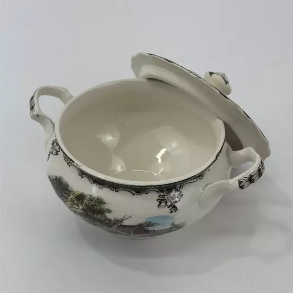  Johnson Bros The Friendly Village Old Mill Creamer And Sugar Bowl With Lid