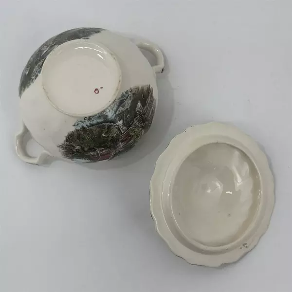  Johnson Bros The Friendly Village Old Mill Creamer And Sugar Bowl With Lid