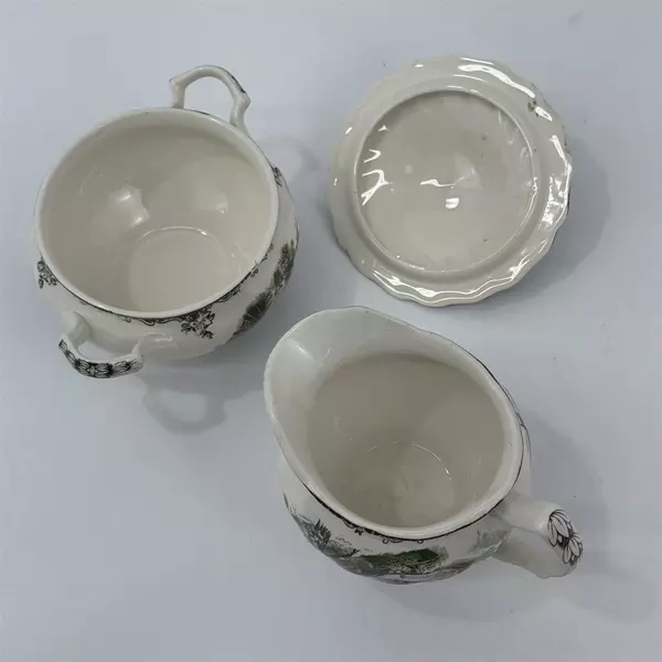  Johnson Bros The Friendly Village Old Mill Creamer And Sugar Bowl With Lid