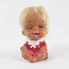 Vintage Moody Cutie Doll Happy Face Red Dress 3.5" Made in Japan