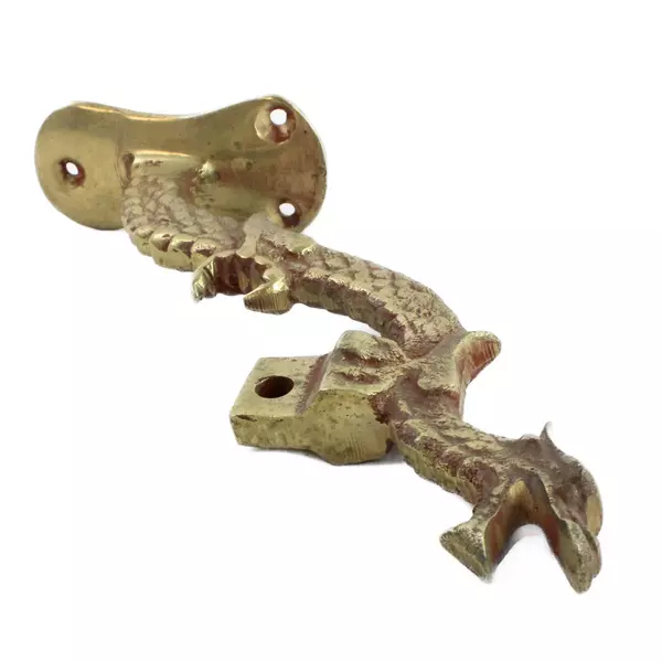 Brass Dragon Figurine Decor Small Vintage Wall Ornament 7in