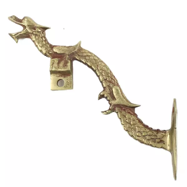 Brass Dragon Figurine Decor Small Vintage Wall Ornament 7in