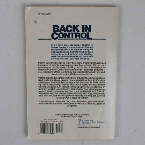 Back in Control How to Get Your Children to Behave by Gregory Bodenhamer 1992 PB