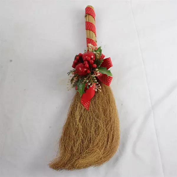 Christmas Broom 17" Window Door Holiday Decor Rustic Seasonal Accent
