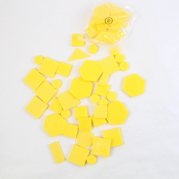 Lot of Yellow Green and Blue Geometric Shapes Math Manipulative Toys