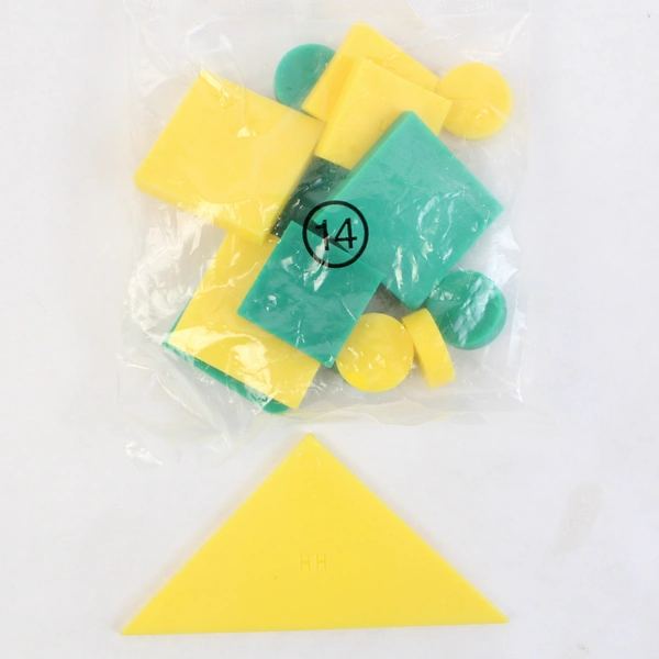 Lot of Yellow Green and Blue Geometric Shapes Math Manipulative Toys