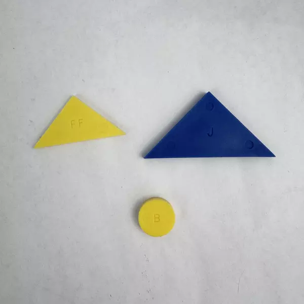 Lot of Yellow Green and Blue Geometric Shapes Math Manipulative Toys