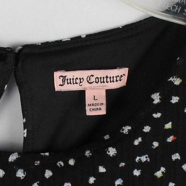 Juicy Couture Spotted Black Sleeveless Baby Doll Blouse Women's Size Large