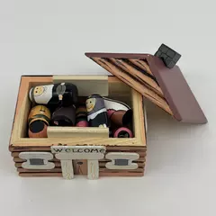 VTG Play Therapy Thanksgiving Wood Log Cabin with Hand Painted Wood Figures