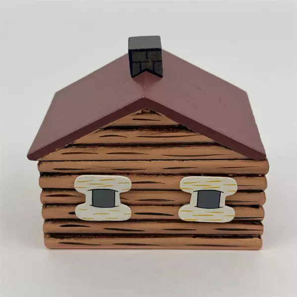VTG Play Therapy Thanksgiving Wood Log Cabin with Hand Painted Wood Figures