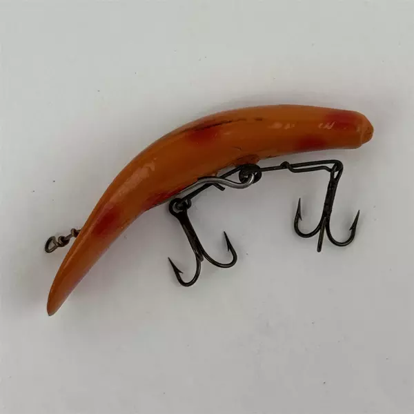 1948 Helin’s F7 Fly Rod Flat Fish Orange With Red Spots W/ Original Box Papers