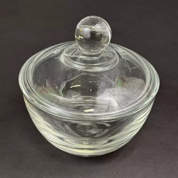 2002 Anchor Hocking Presence Clear Glass Sugar Bowl And Lid 4" Tall