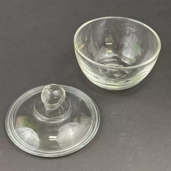 2002 Anchor Hocking Presence Clear Glass Sugar Bowl And Lid 4" Tall