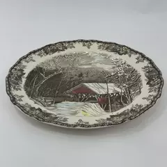 Johnson Brothers The Friendly Village Covered Bridge 12.5" Cake Plate