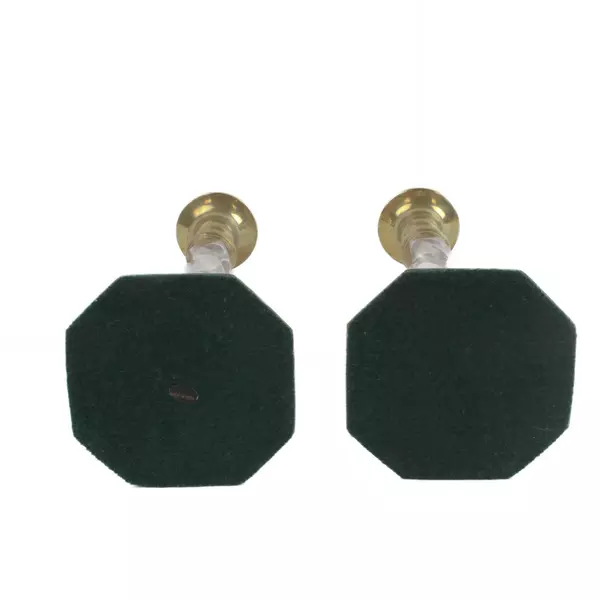 Set of 2 Vintage Brass & Clear Lucite Candle Holders 10" Mid-Century