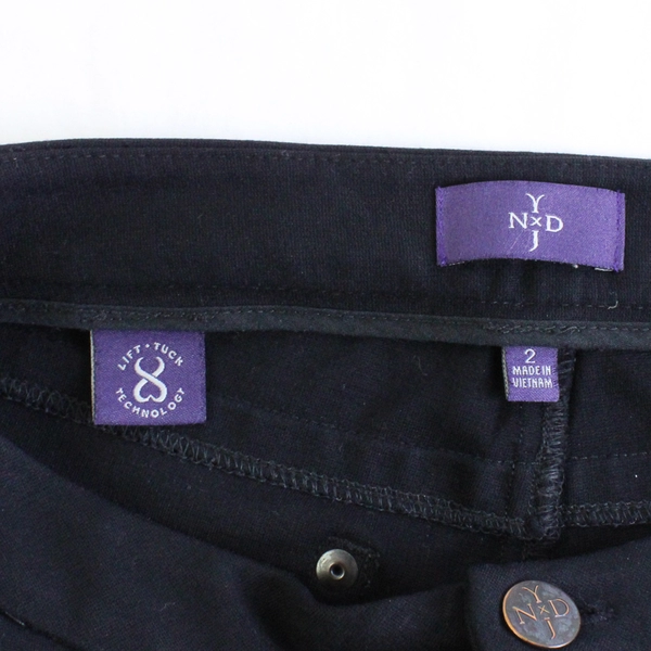 NYDJ Solid Black Color Stretchy Slim Fit Skinny Jean Pants Women's Size 2