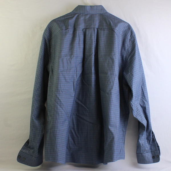 Eddie Bauer Wrinkle Resistant Blue Grid Pattern Long Sleeve Dress Shirt Men's XL