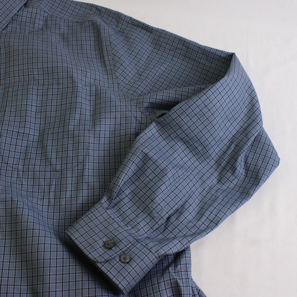 Eddie Bauer Wrinkle Resistant Blue Grid Pattern Long Sleeve Dress Shirt Men's XL