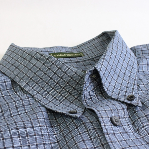 Eddie Bauer Wrinkle Resistant Blue Grid Pattern Long Sleeve Dress Shirt Men's XL