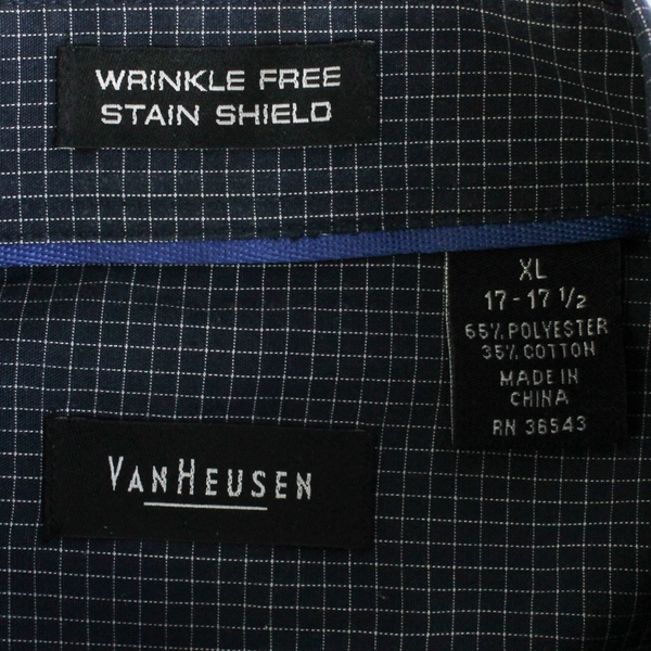 VanHeusen Studio Blue Short Sleeve Collared Button Up Shirt Mens Size XL 17/17.5