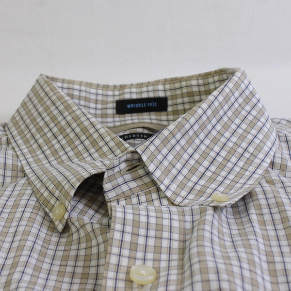 VanHeusen Studio Beige Short Sleeve Collared Button Up Shirt Men's Sz XL 17/17.5