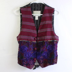 Tenango Women's S Purple and Black Floral Embroidered Vest Made in Guatemala