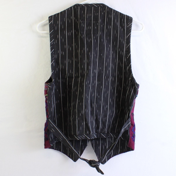 Tenango Women's S Purple and Black Floral Embroidered Vest Made in Guatemala