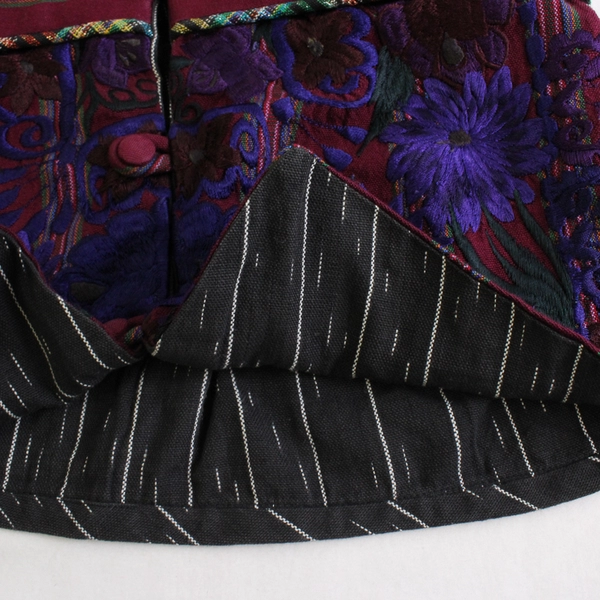 Tenango Women's S Purple and Black Floral Embroidered Vest Made in Guatemala