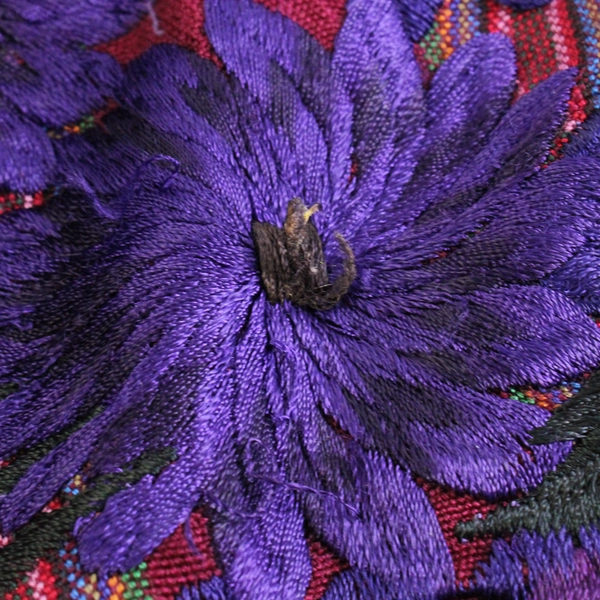 Tenango Women's S Purple and Black Floral Embroidered Vest Made in Guatemala