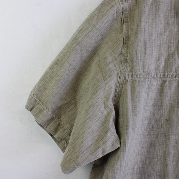 Woolrich Woolen Mills Solid Beige Color Short Sleeve Collared Button Up Men's XL